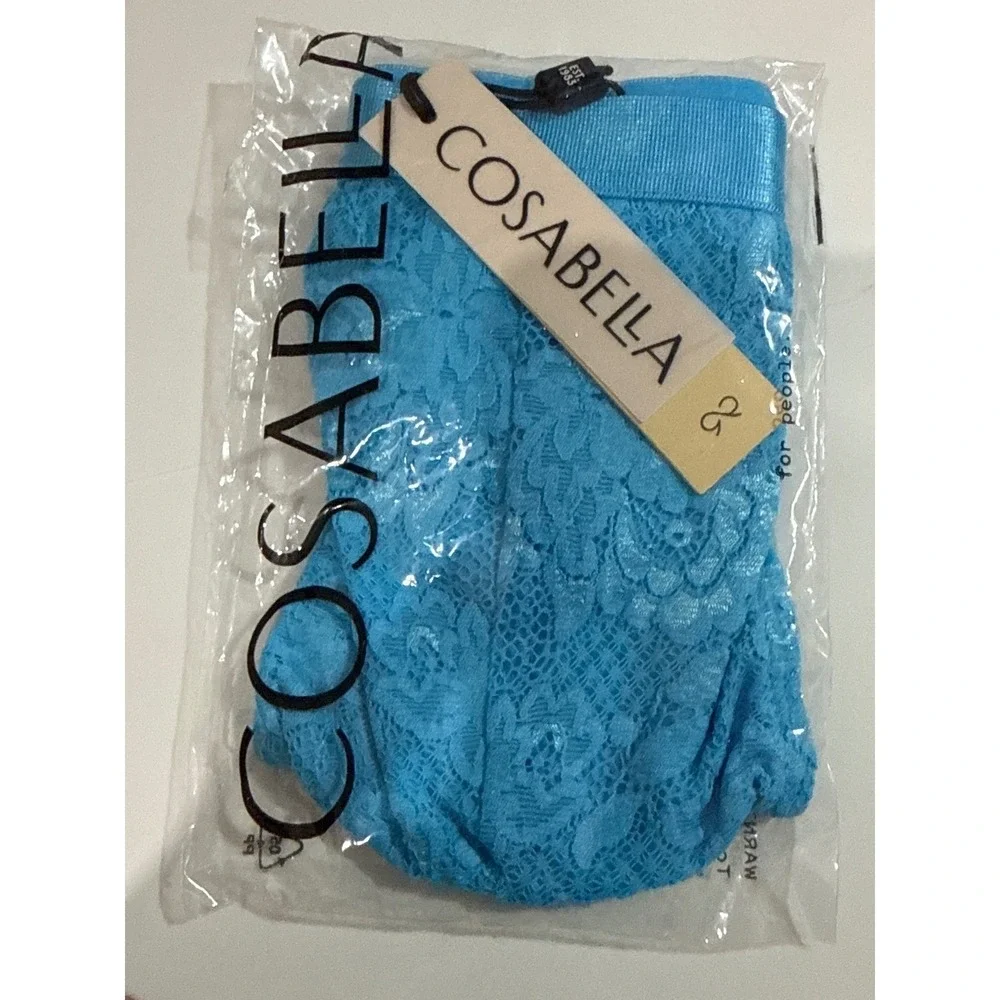 Cosabella Italian Lace Men's Thong Constance Blue Size‎ L